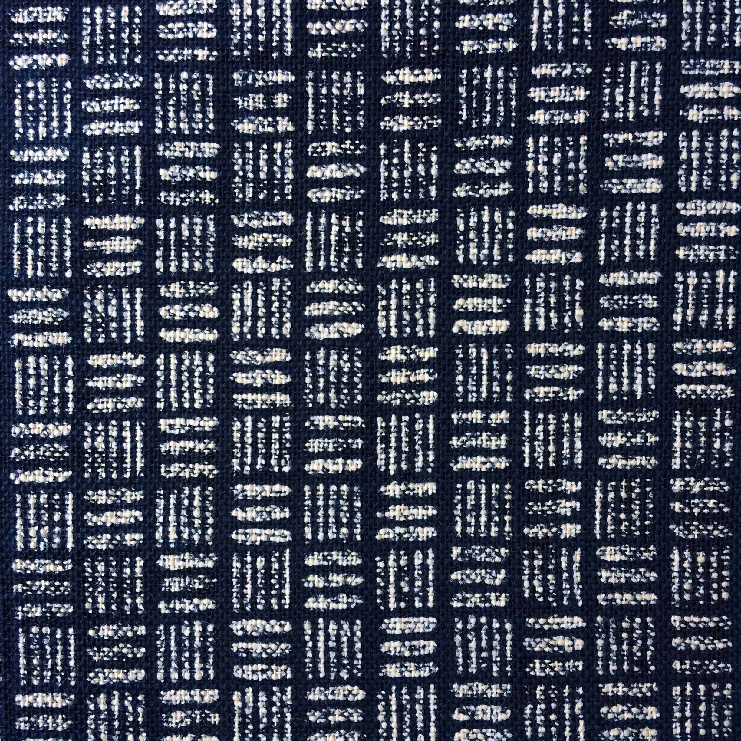 SEVENBERRY • Rustic Indigo Cotton Fabric • Geo Lines