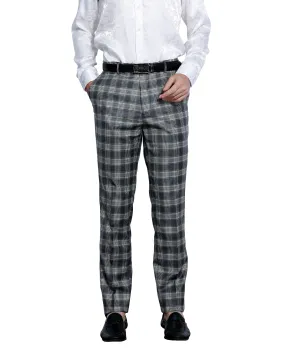 Skinny Fit Glen Check Dress Pants, Navy