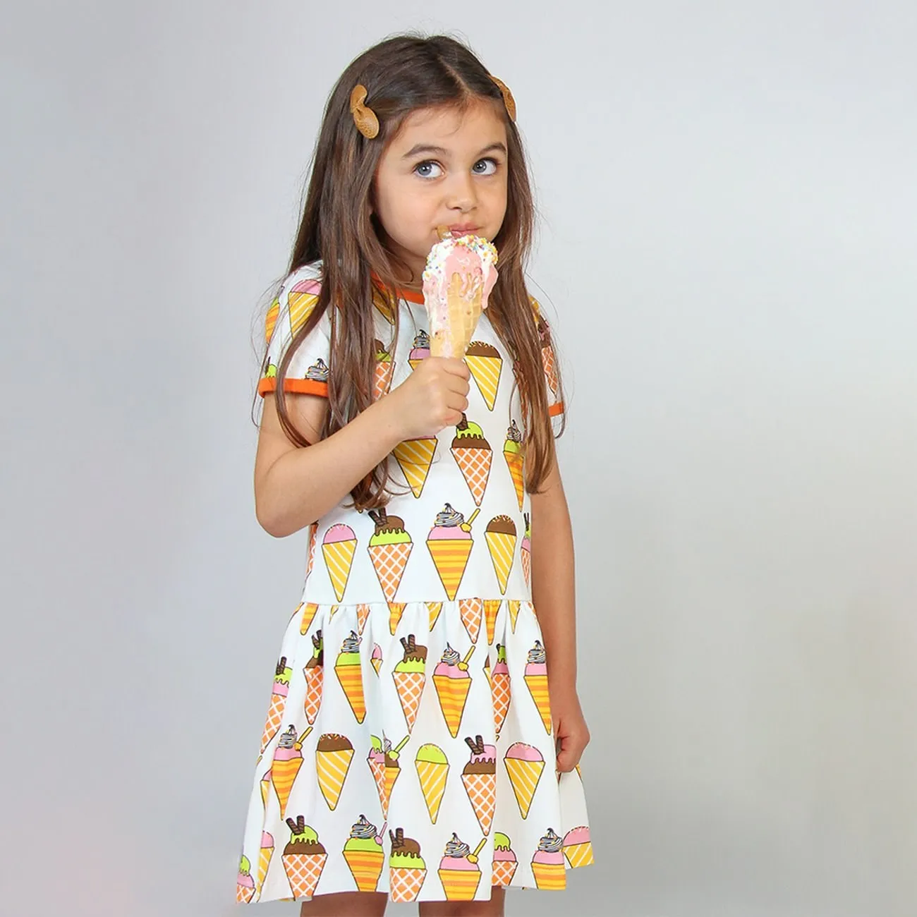 Småfolk Cream Short-Sleeved Dress With Ice Cream