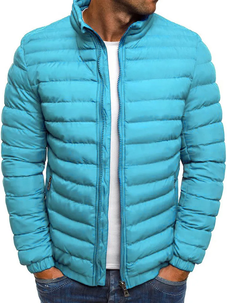 Solid Color Stand-Collar Quilted Coats