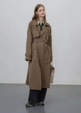 Storm Flap Double Breasted Long Trench Coat