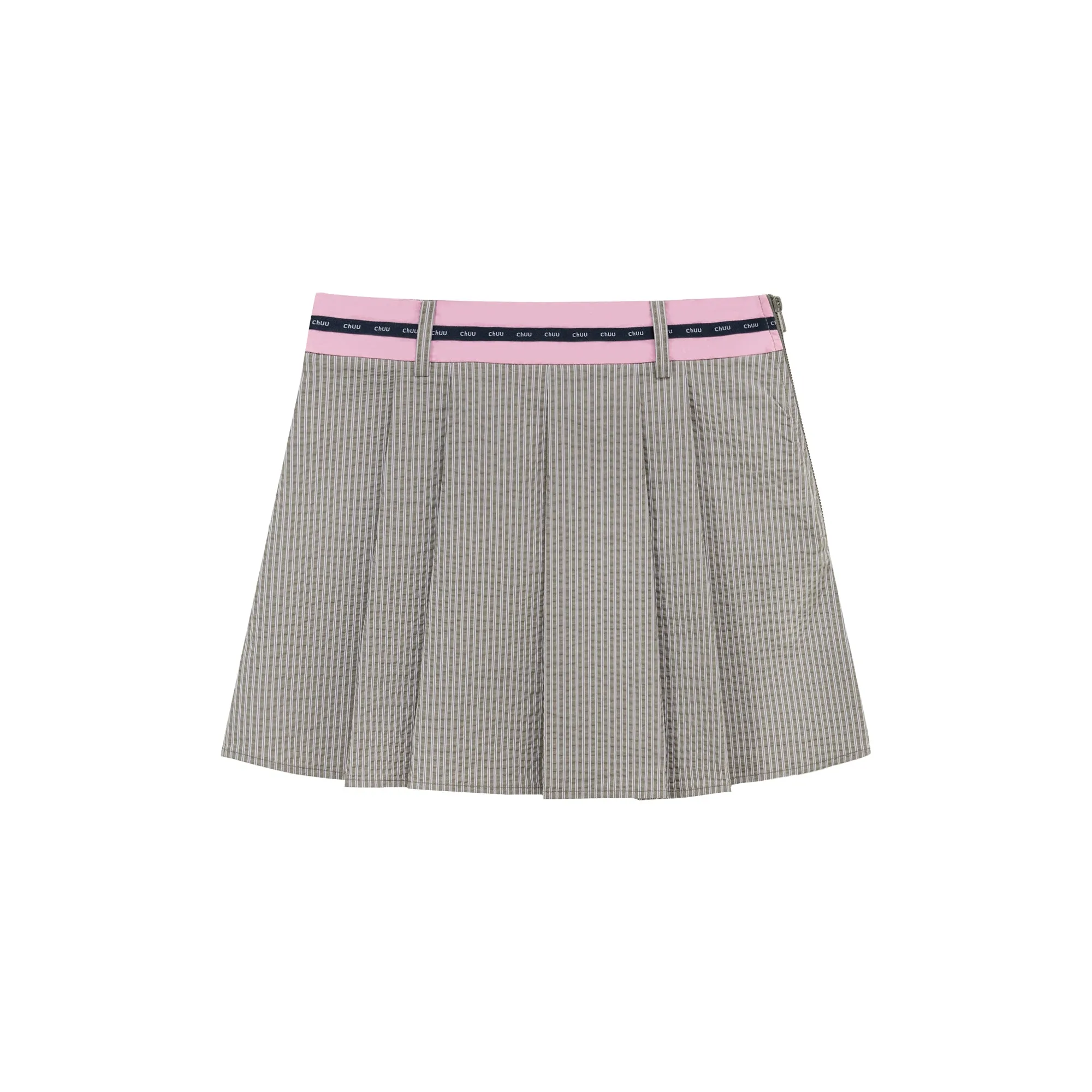 Striped Color Banded A-Line Pleated Skirt