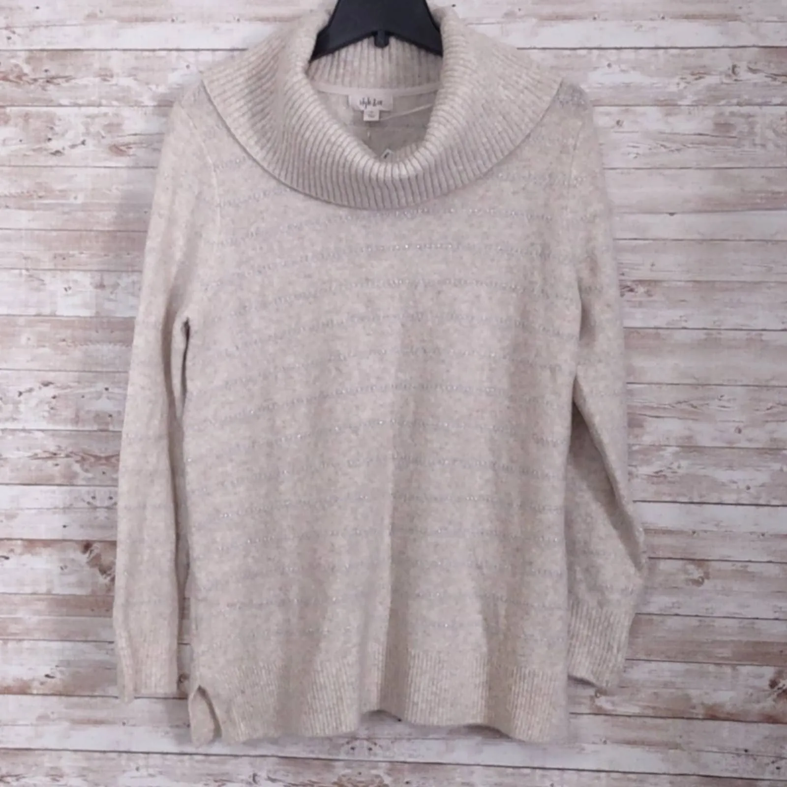 Style & Co Embellished Cowl Neck Sweater Medium