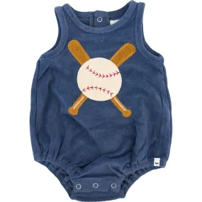 Terry Romper - Navy Baseball *LAST ONE - 3/6m*