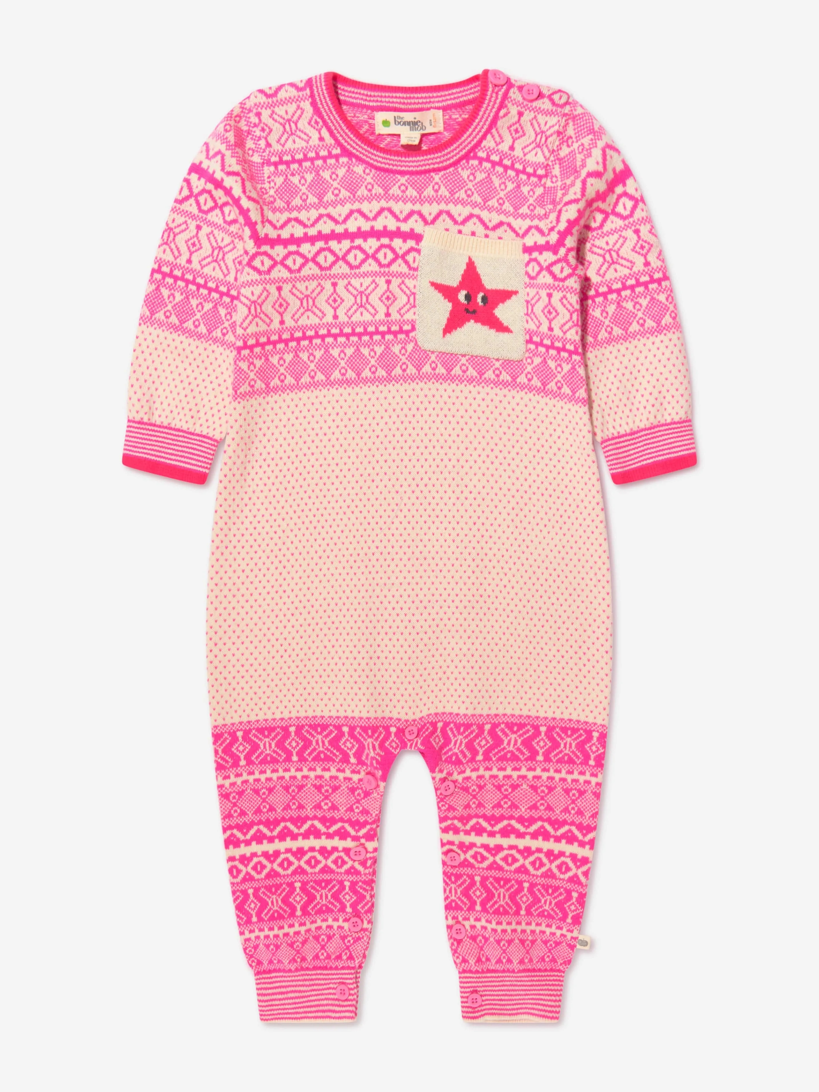 The Bonnie Mob Baby Girls Jacquard Knit Skye Romper