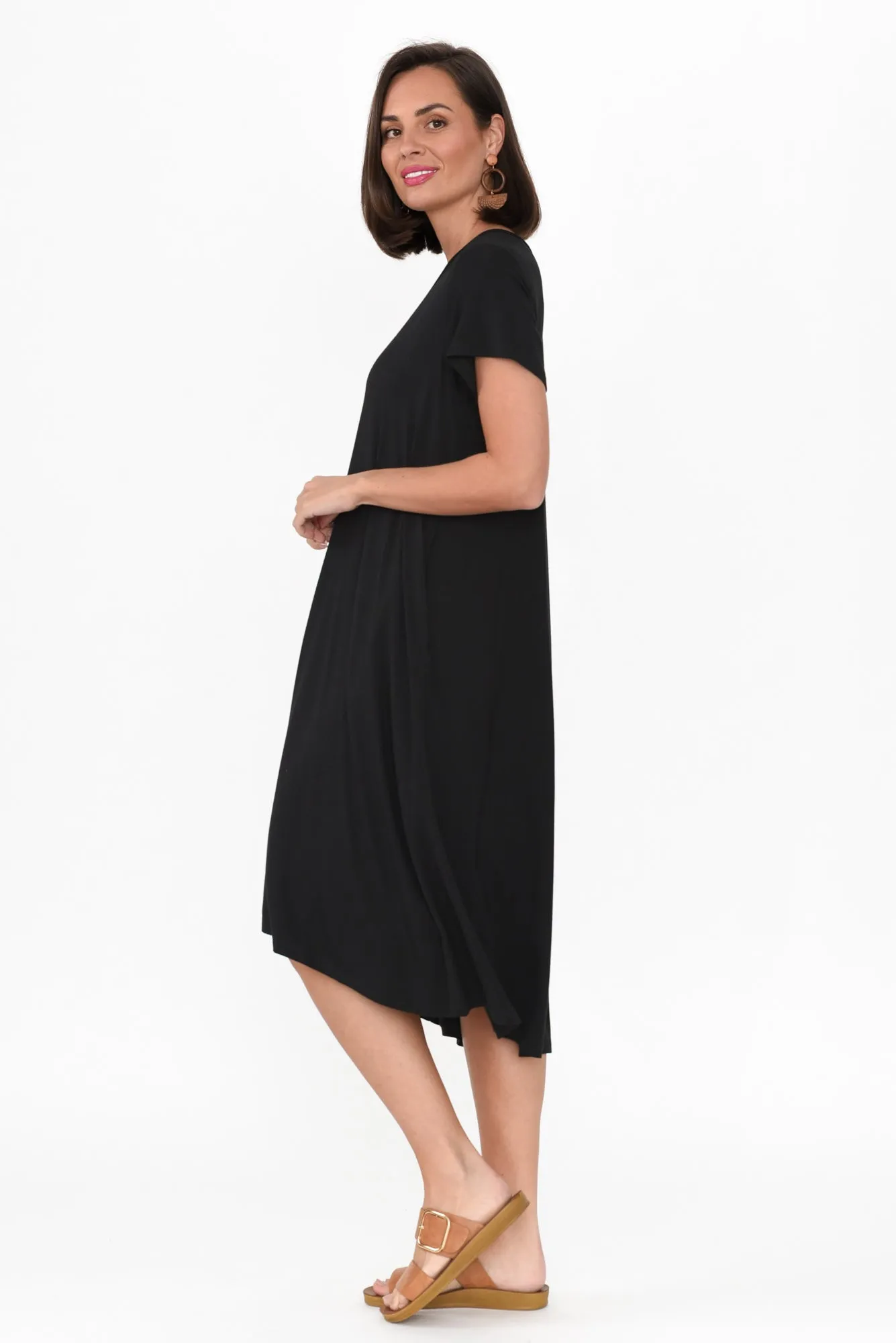 Tiffany Black Bamboo Tee Dress