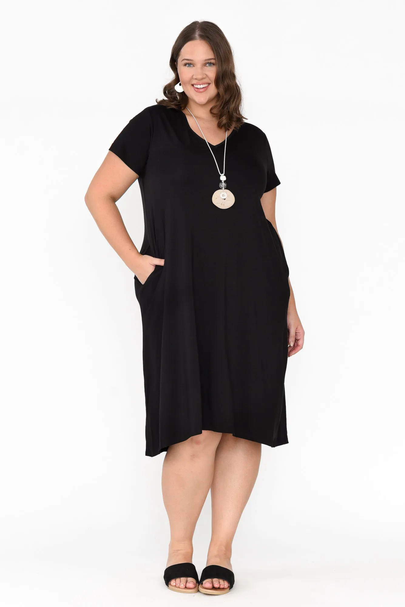 Tiffany Black Bamboo Tee Dress