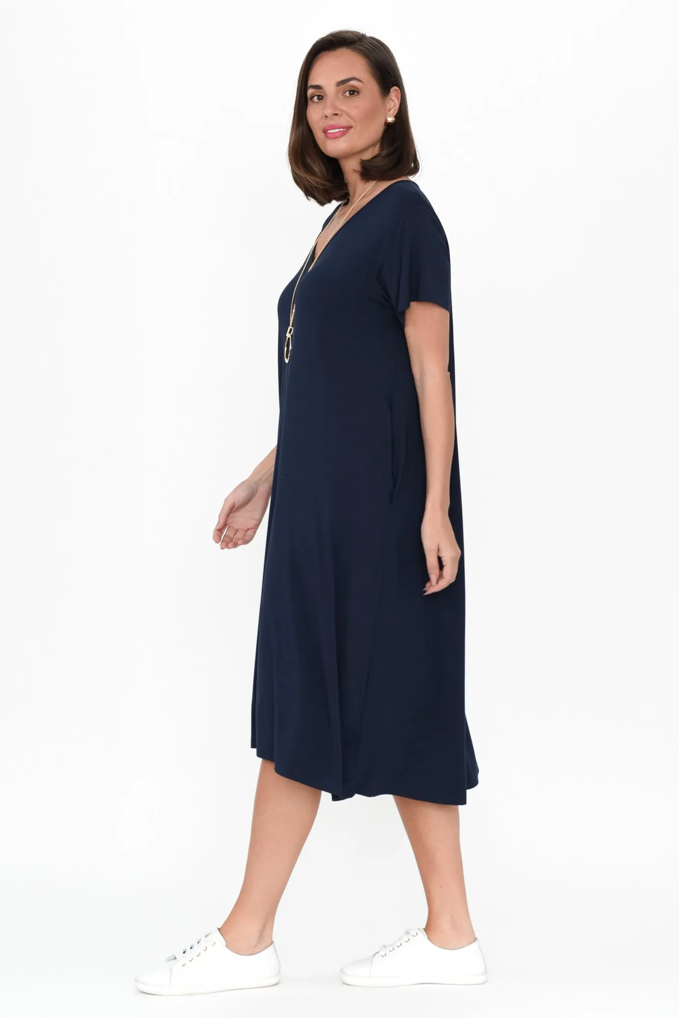 Tiffany Navy Bamboo Tee Dress