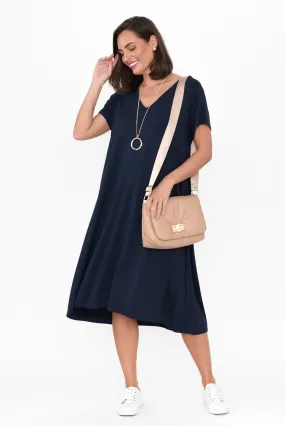 Tiffany Navy Bamboo Tee Dress