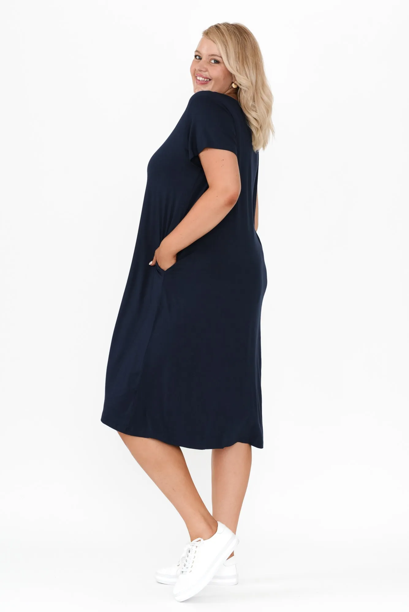 Tiffany Navy Bamboo Tee Dress