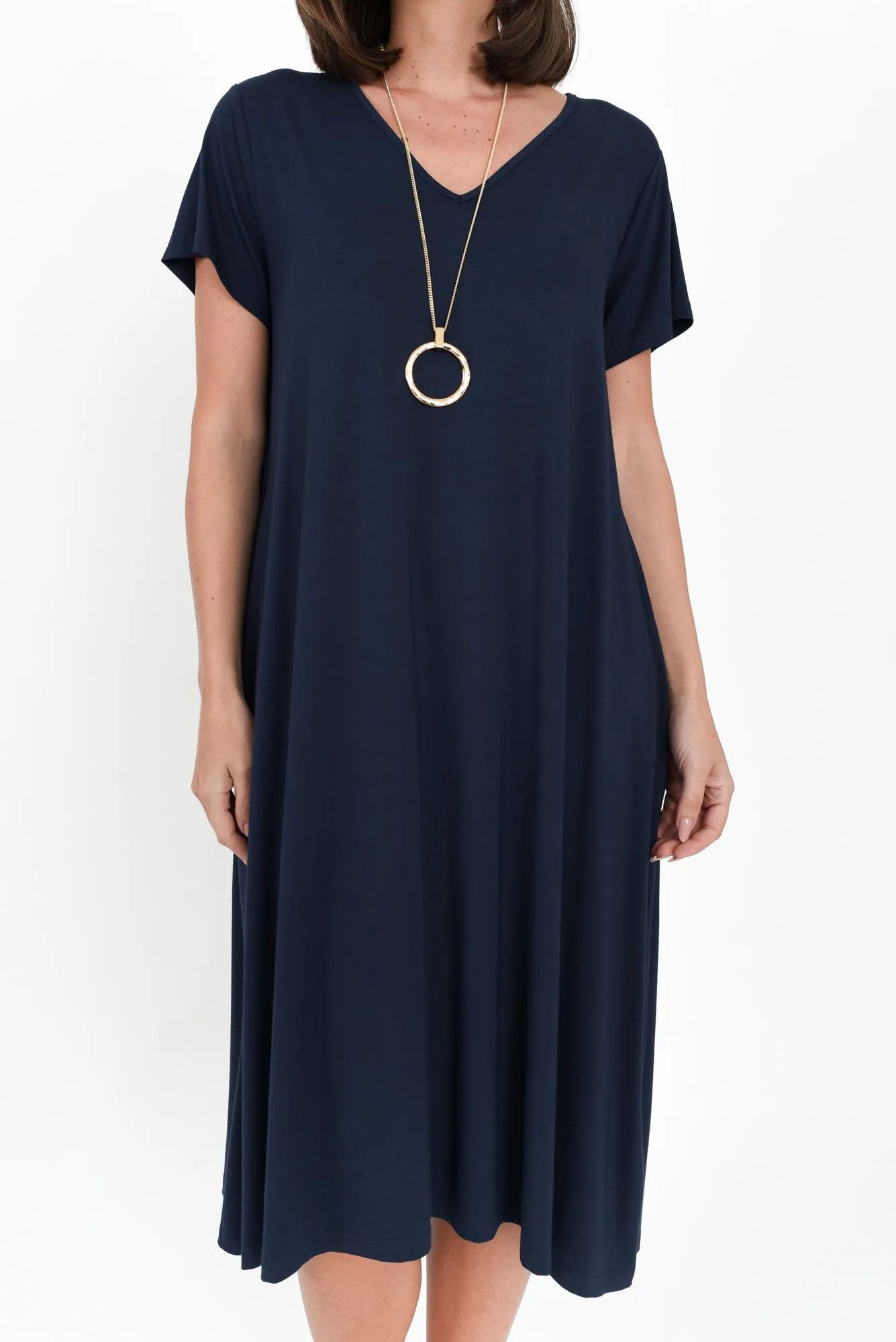 Tiffany Navy Bamboo Tee Dress