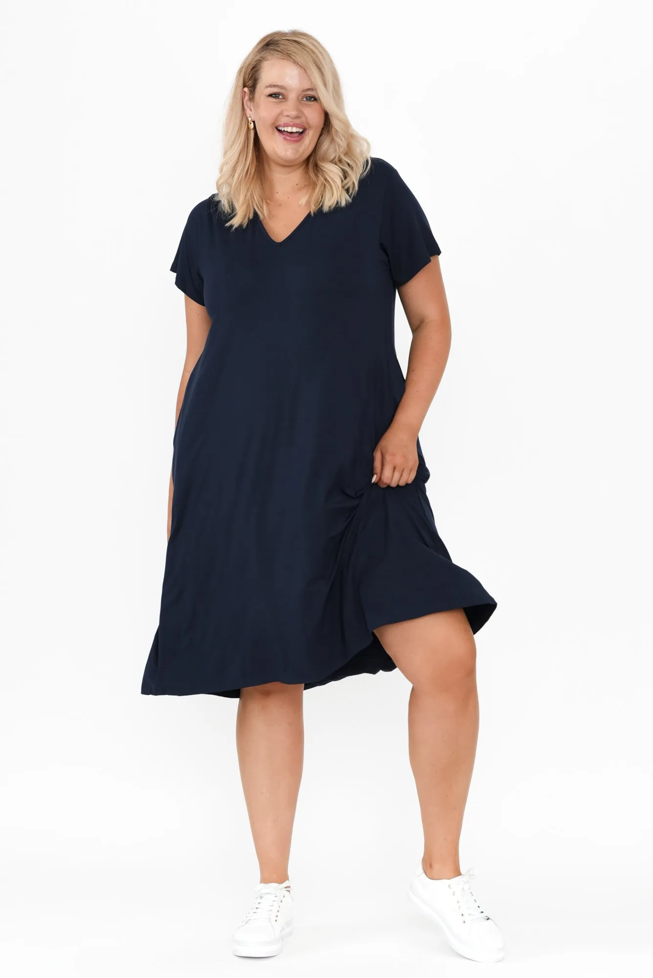 Tiffany Navy Bamboo Tee Dress