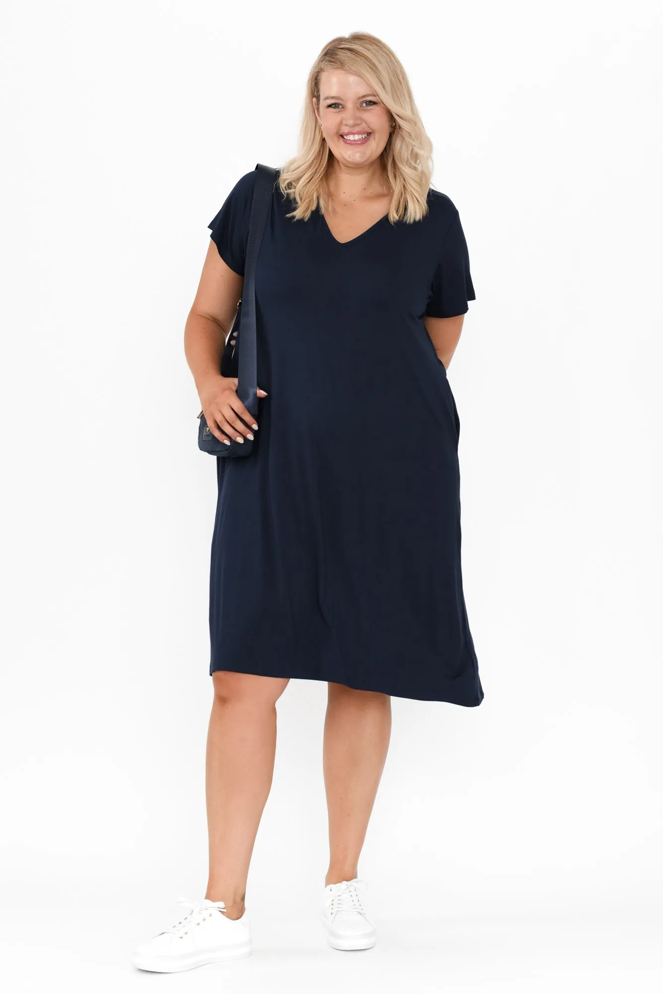 Tiffany Navy Bamboo Tee Dress