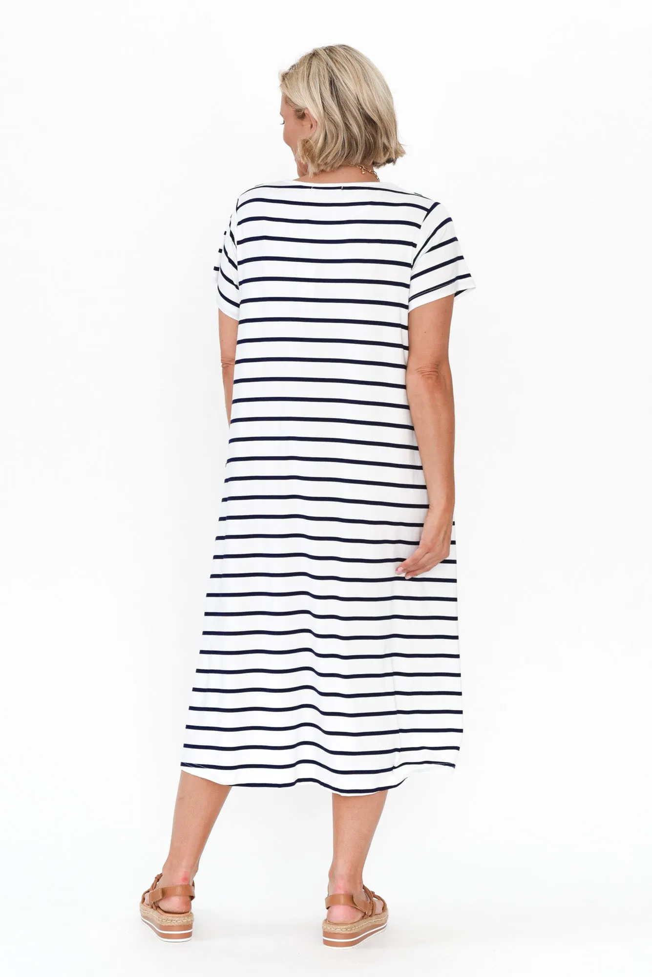 Tiffany White Stripe Bamboo Tee Dress