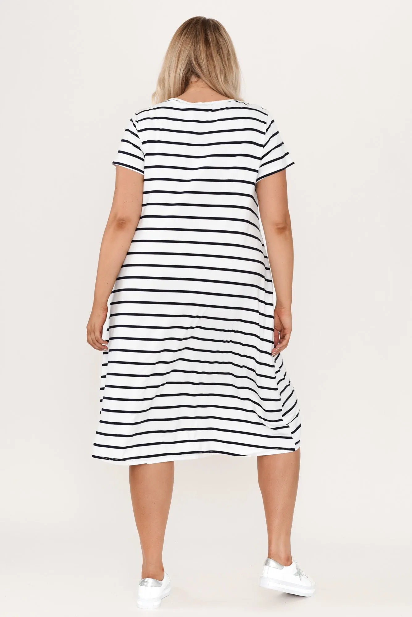 Tiffany White Stripe Bamboo Tee Dress