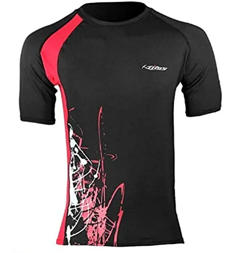 Tilos New Men's 6oz Anti-UV Short Sleeve Rash Guard - Black/Red (Size 2X-Large)