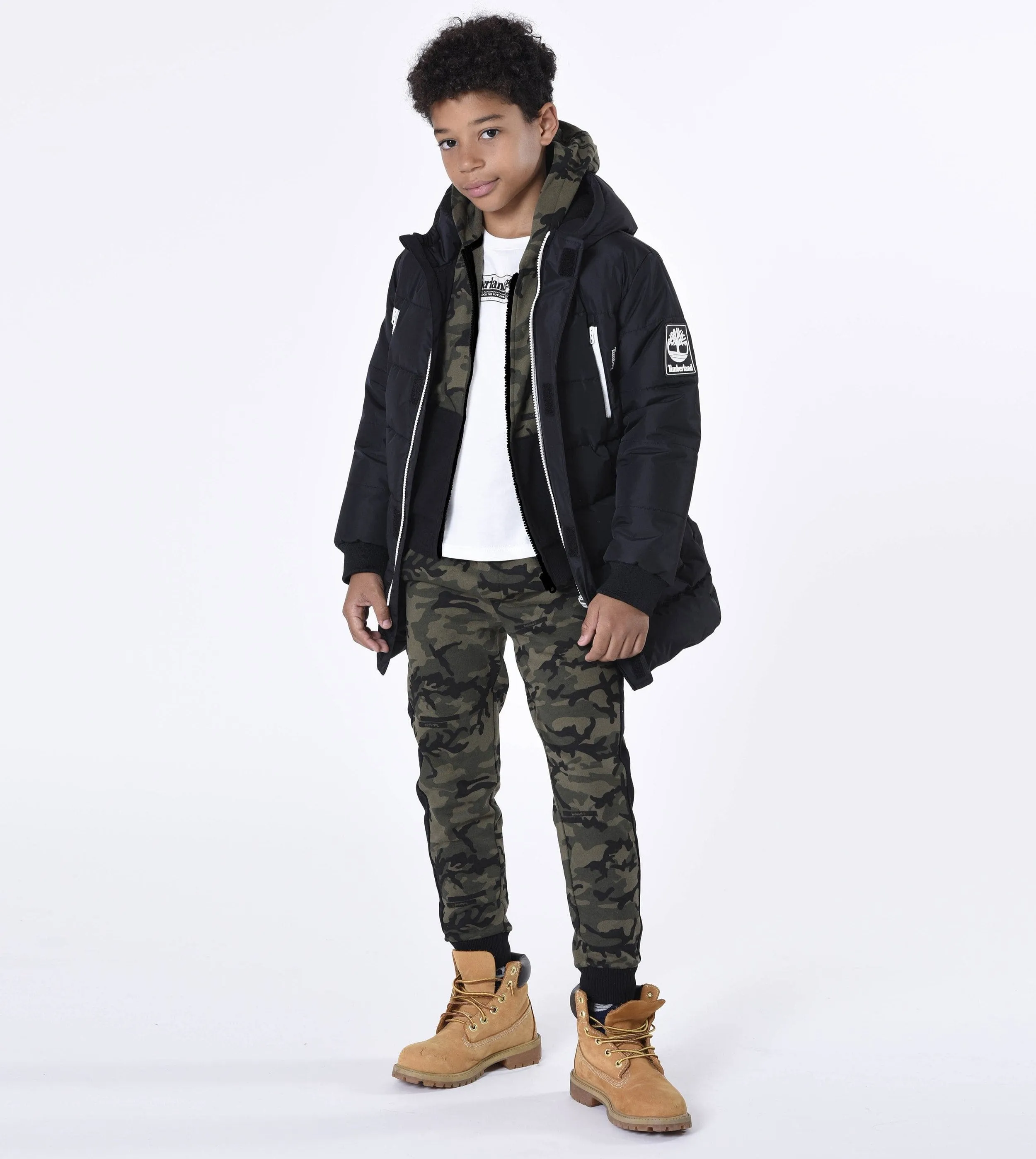 Timberland Kids Boys Long Puffer Jacket in Black - 8Y