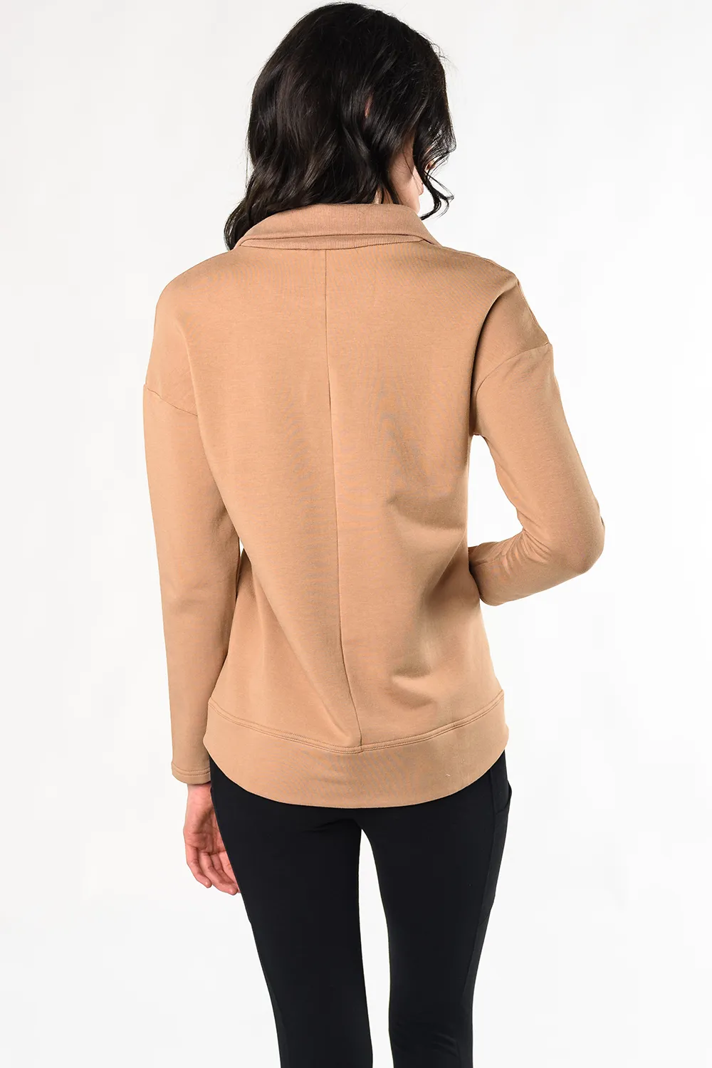 Trisha Half Zip Bamboo Sweater - Caramel