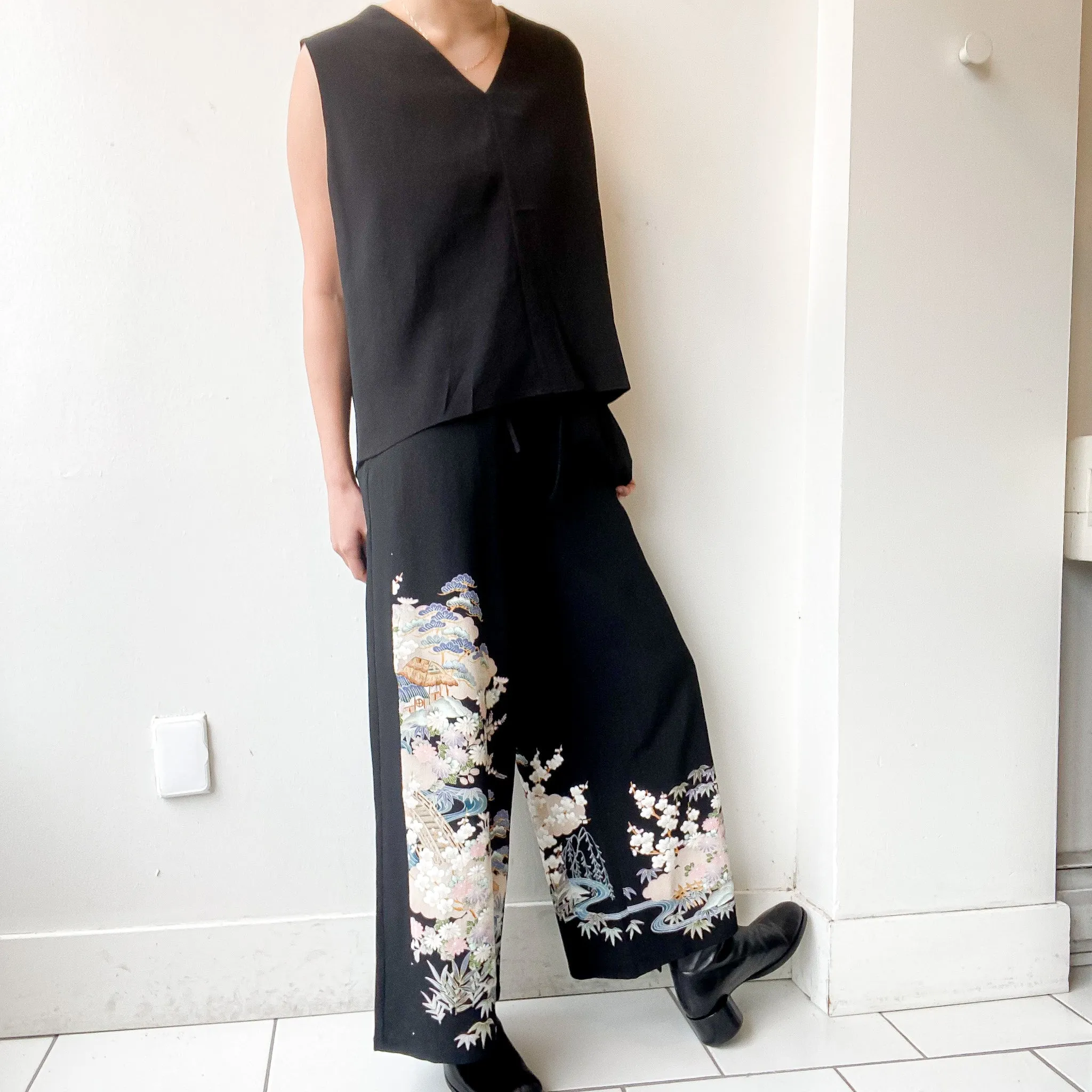 Tsumugi | Vintage Silk Kimono Two Piece | TP8 - Black