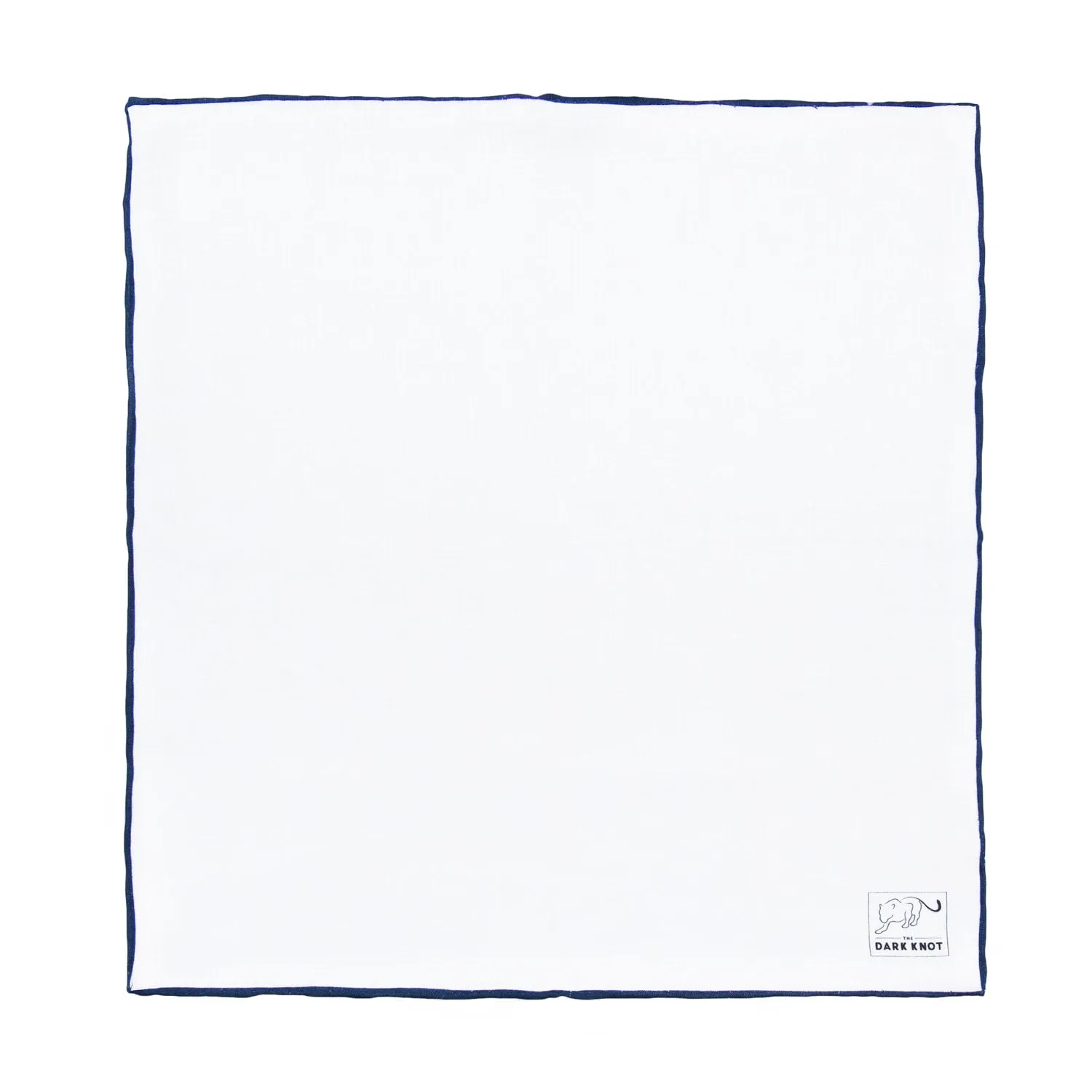 Tuxedo White Linen Pocket Square, White / Navy