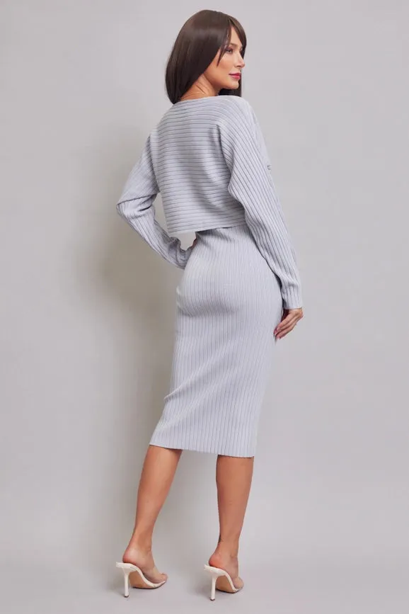 Two Piece Sweater & Dress Set GREY