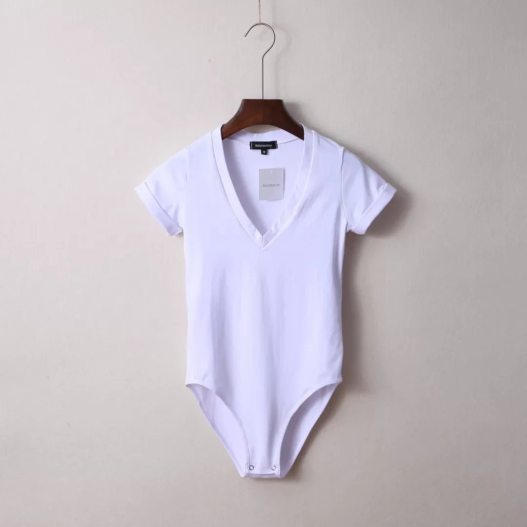 V-Neck Short Sleeve Bodysuit