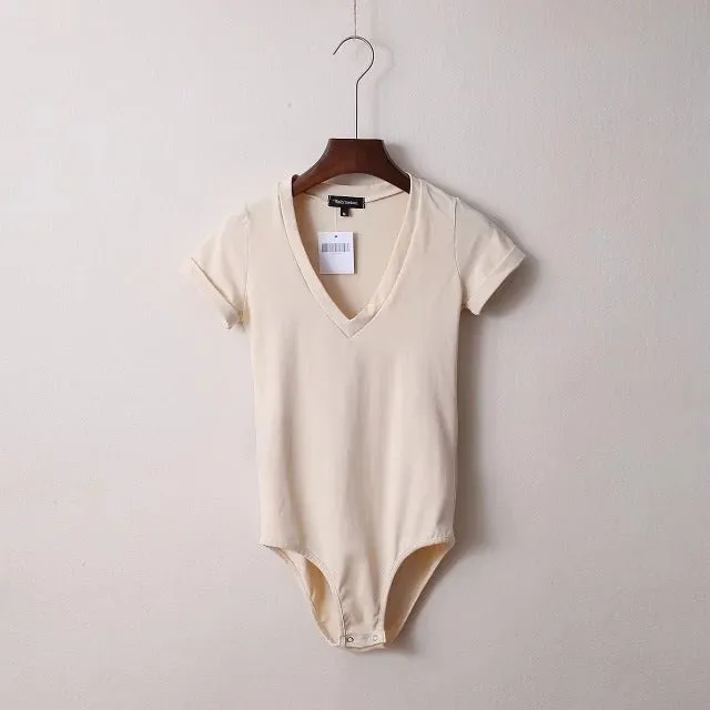 V-Neck Short Sleeve Bodysuit