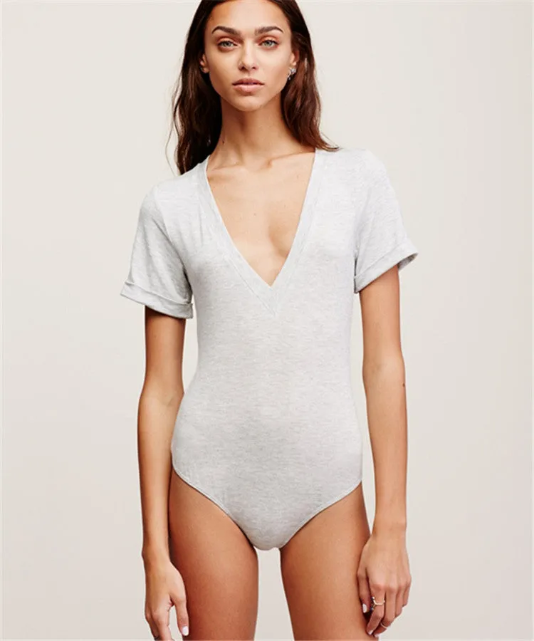 V-Neck Short Sleeve Bodysuit