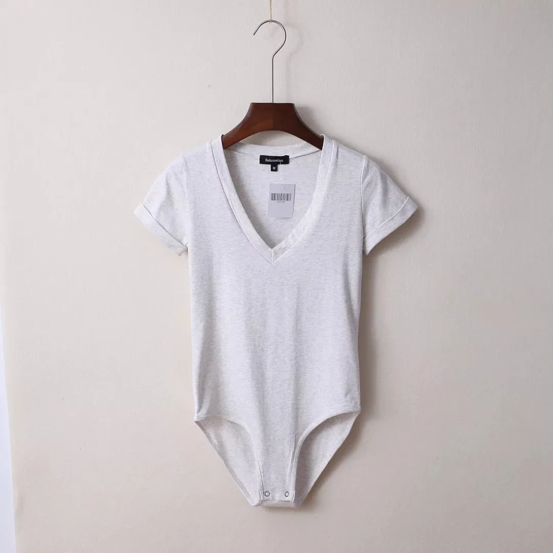 V-Neck Short Sleeve Bodysuit