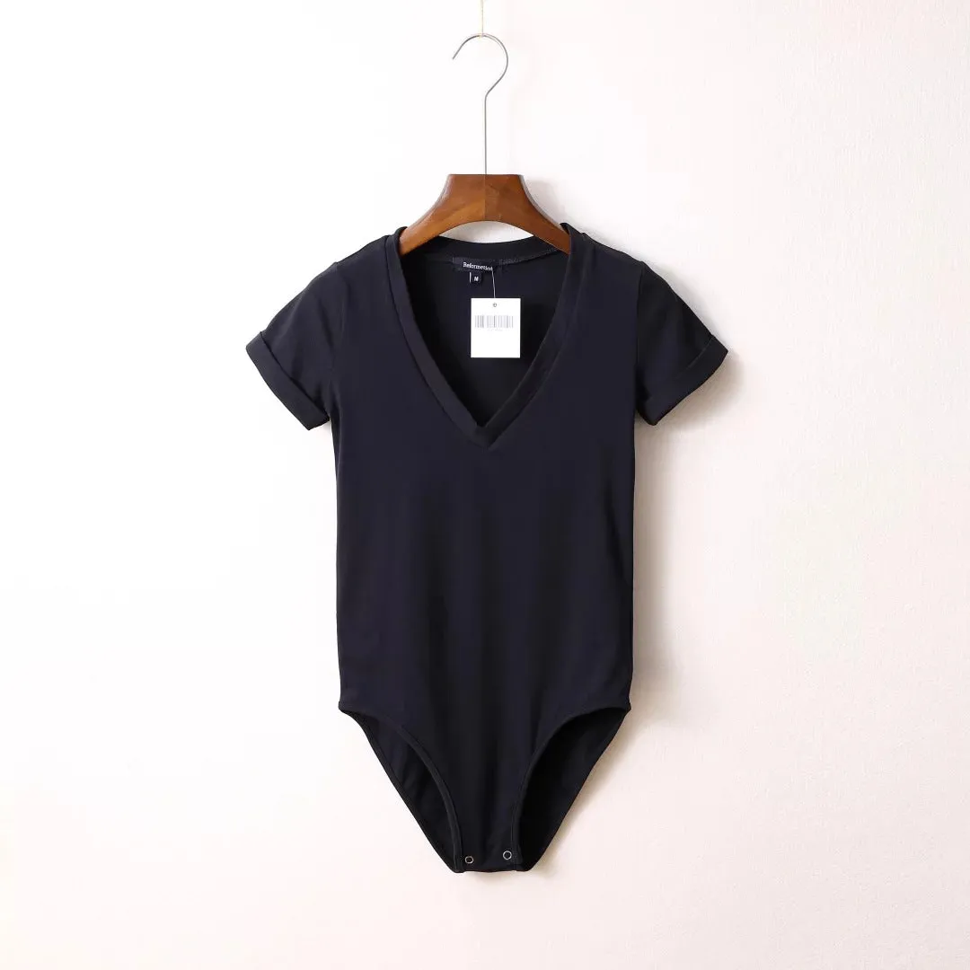 V-Neck Short Sleeve Bodysuit