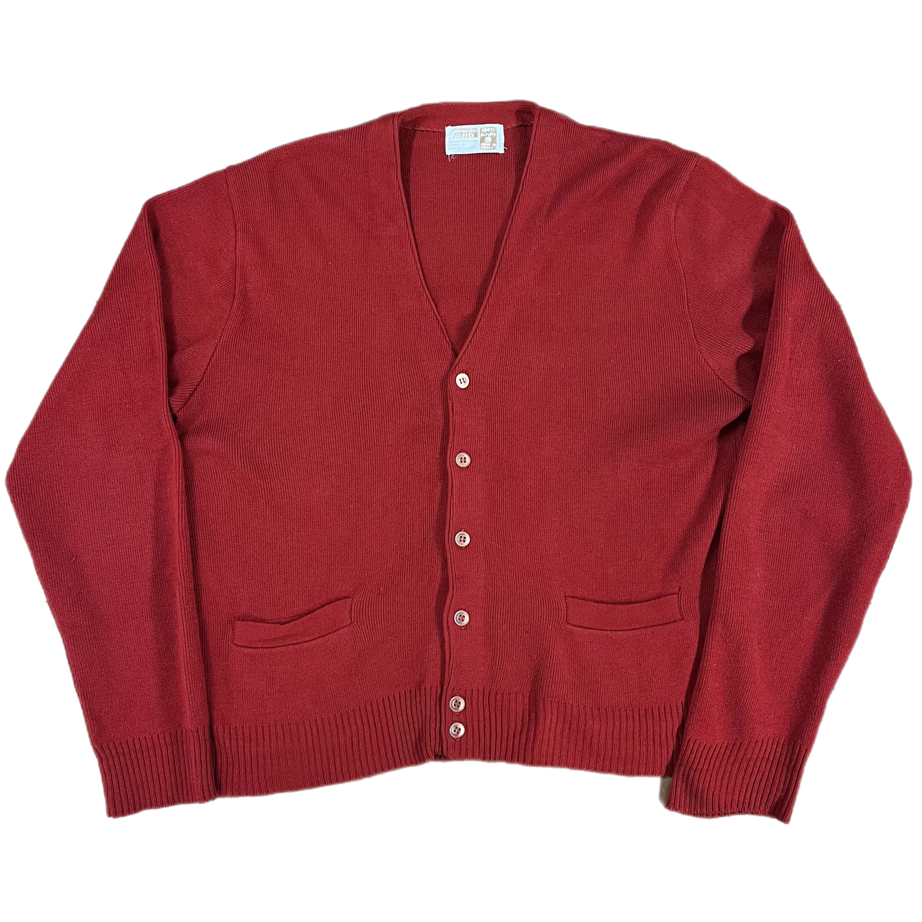 Vintage Montgomery Ward "Red Acrylic" Cardigan Sweater