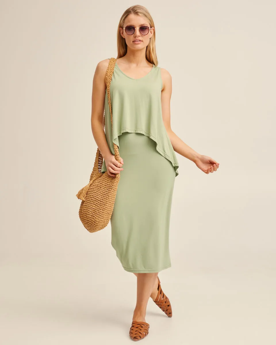 Waterfall Bamboo Nursing Dress - Khaki