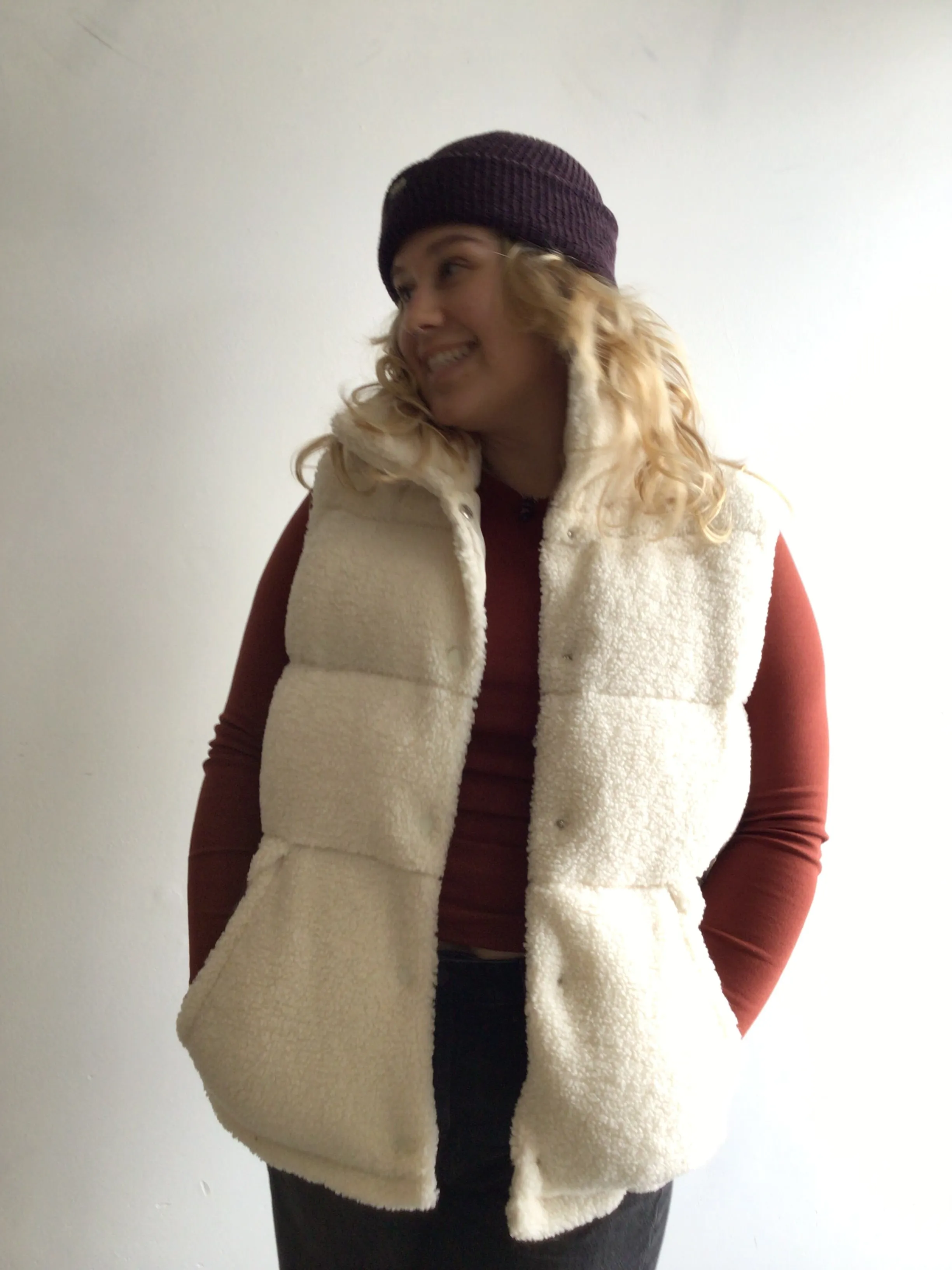 White Fleece Puffer Vest