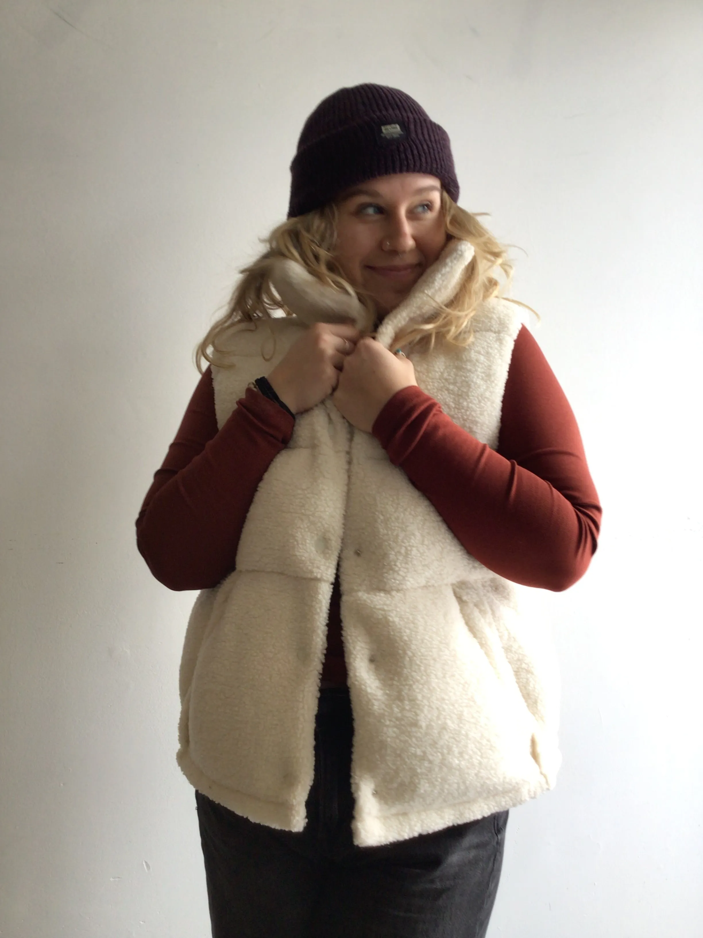 White Fleece Puffer Vest