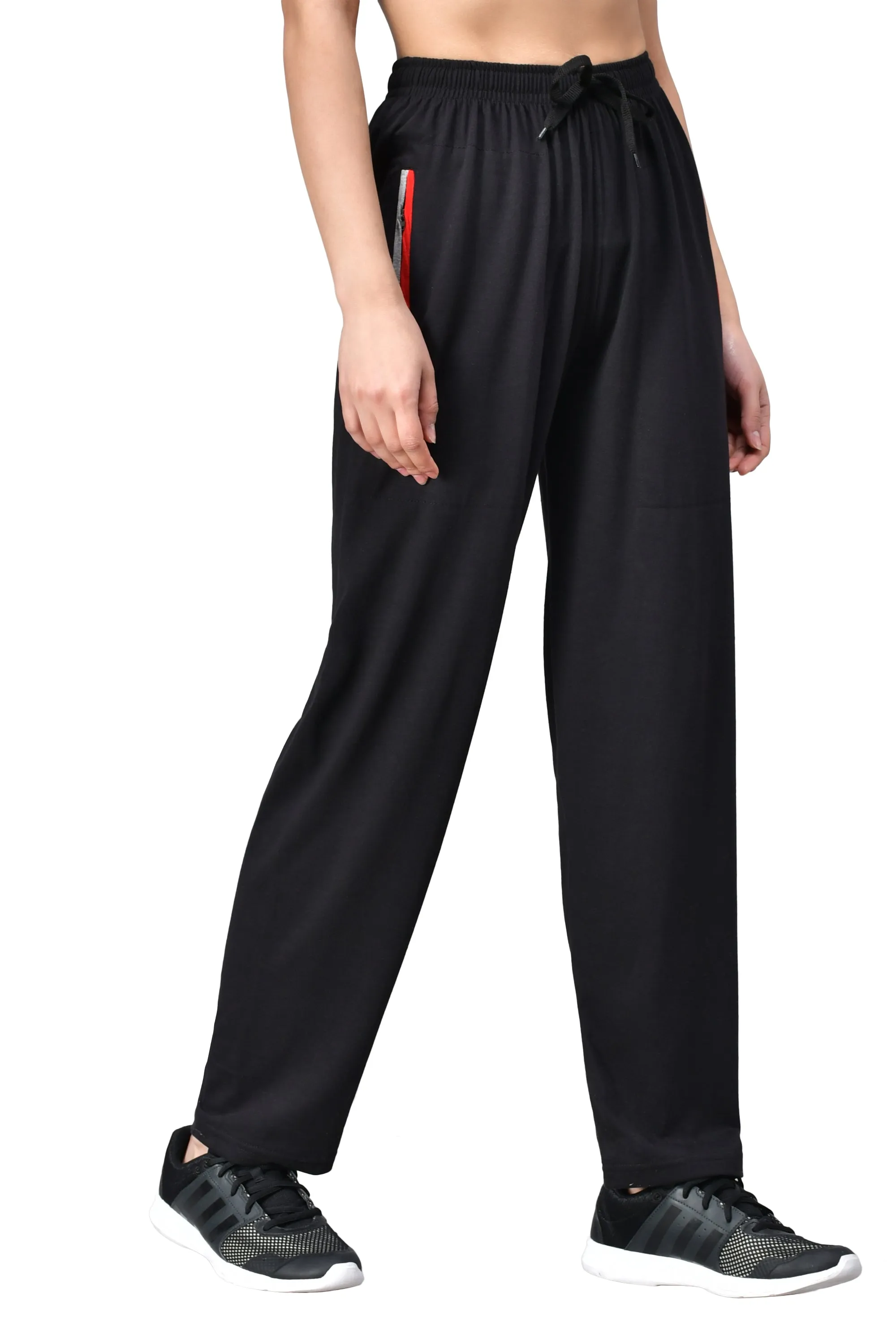 Women's Black Track Pants with Zip Pockets