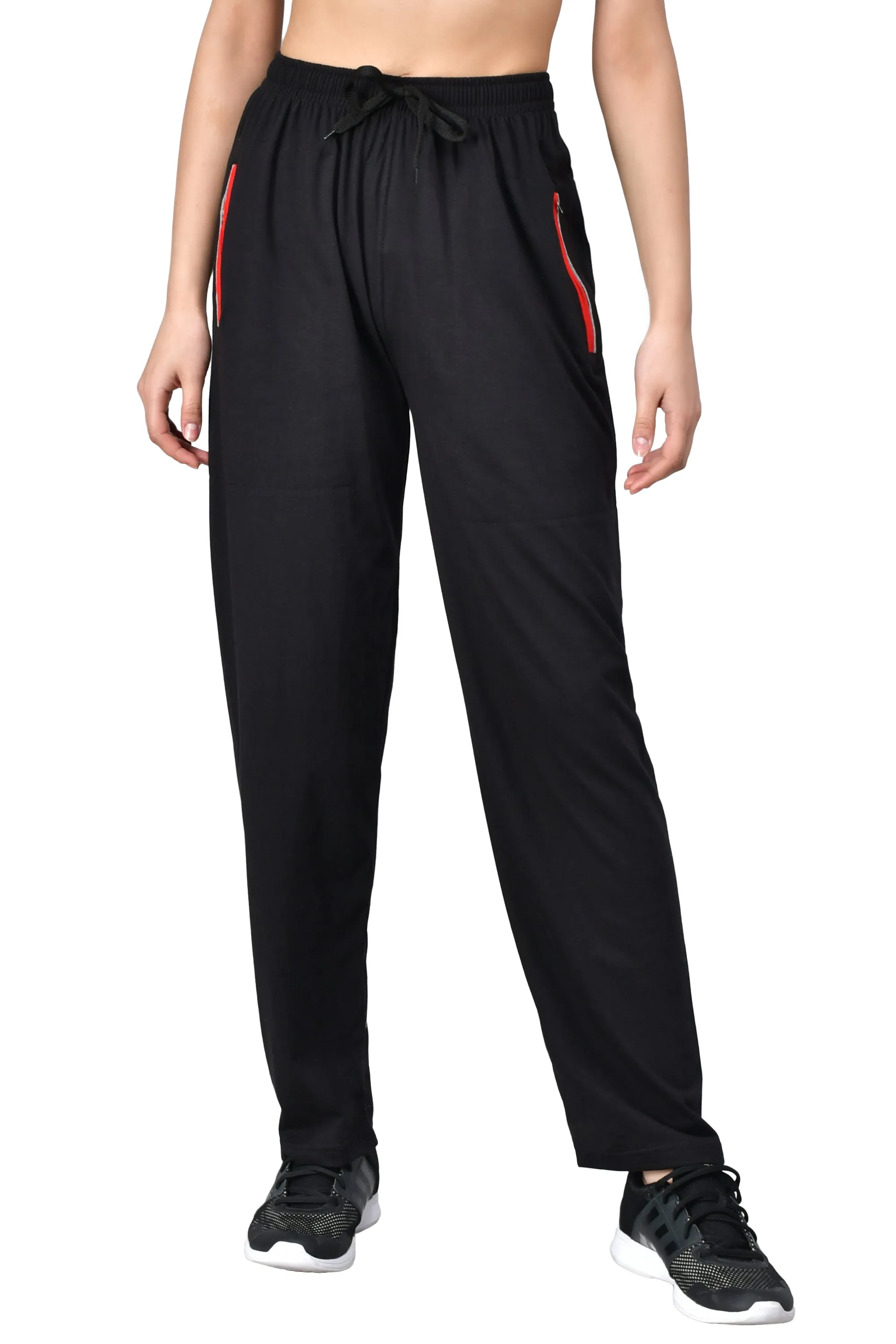 Women's Black Track Pants with Zip Pockets