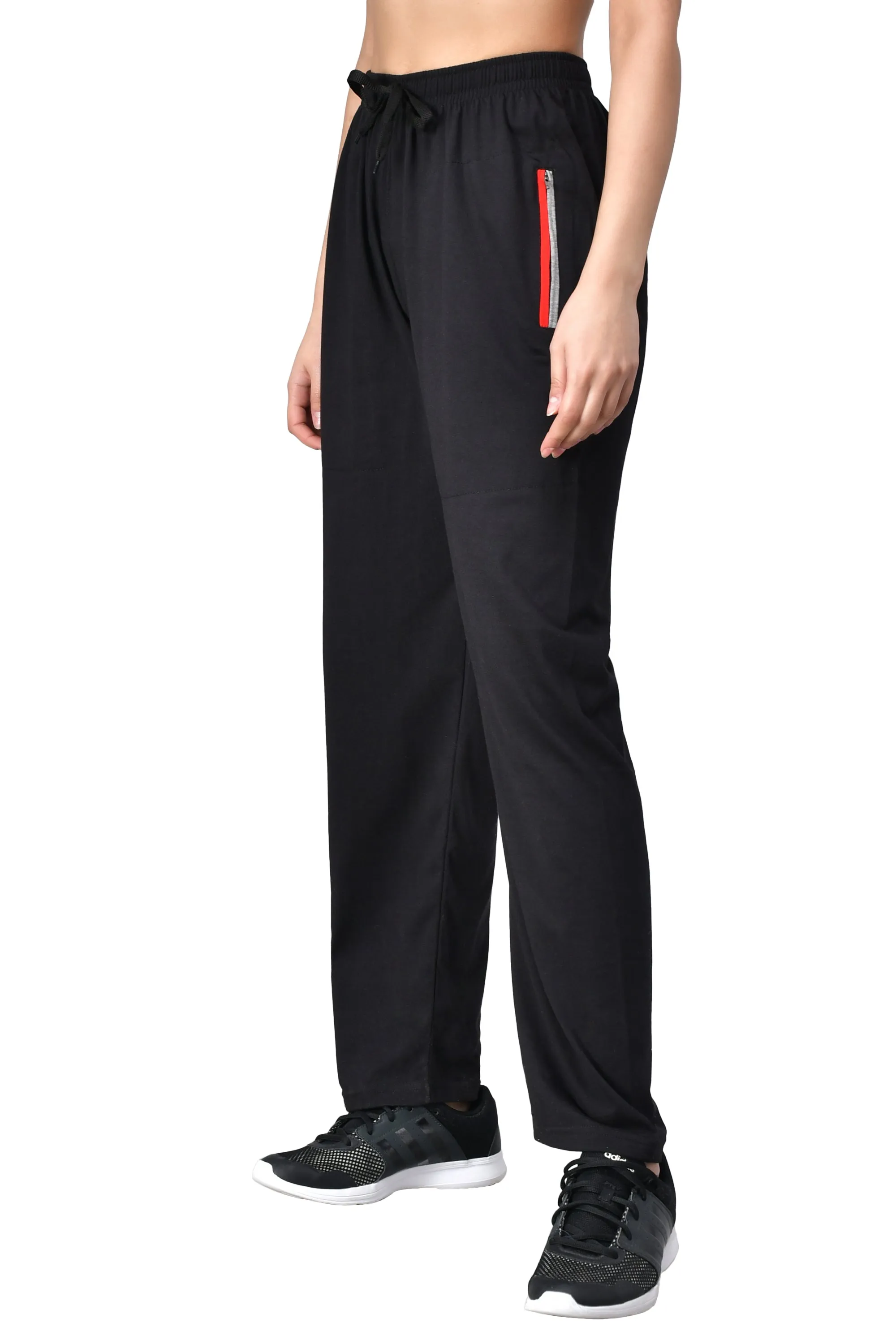 Women's Black Track Pants with Zip Pockets