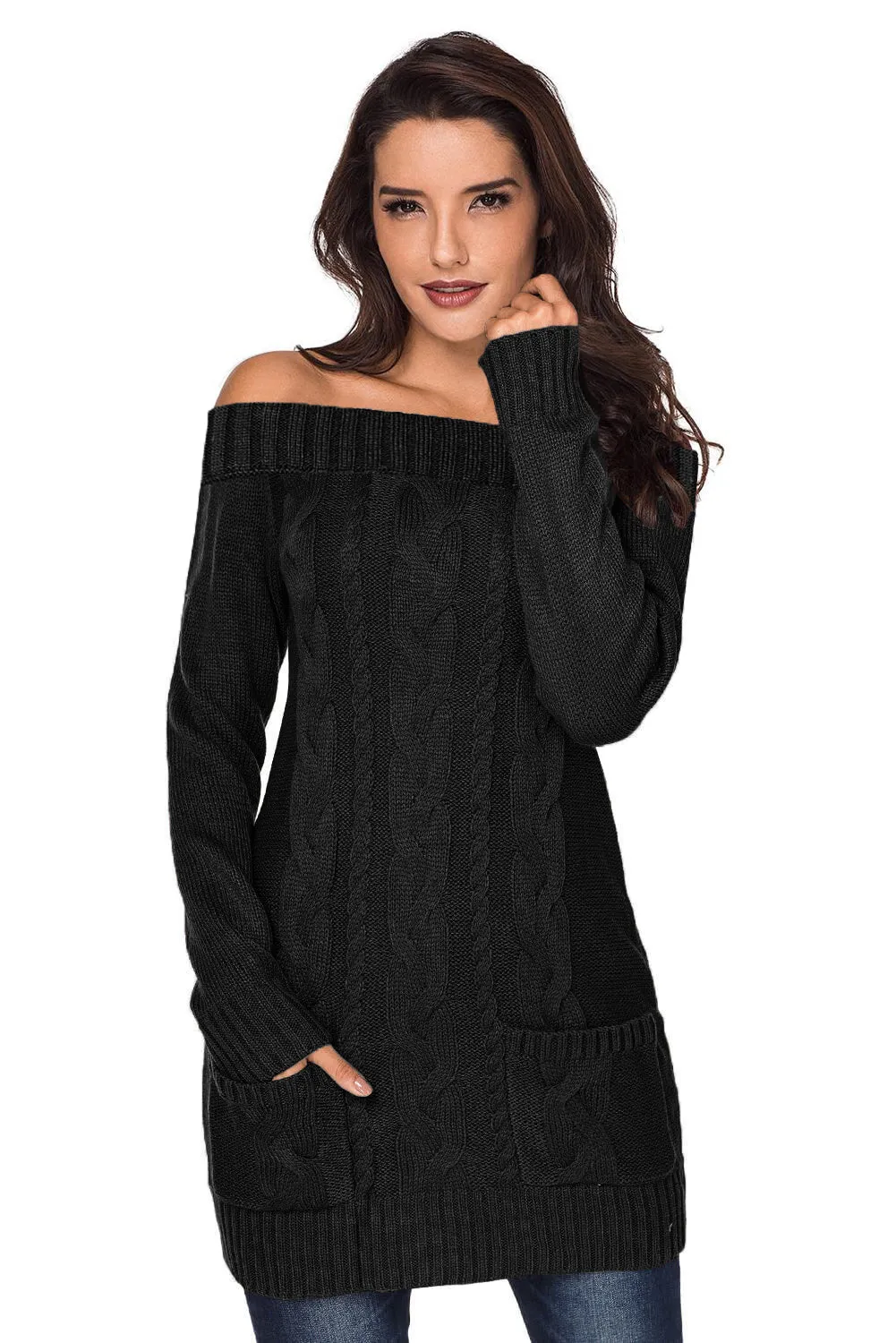 Womens Cable Knit Sweater Dress