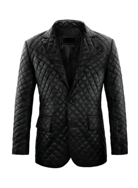 Worith Quilted Black Leather Blazer