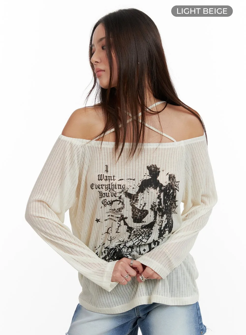 X-Strap Graphic Sheer Top CA430