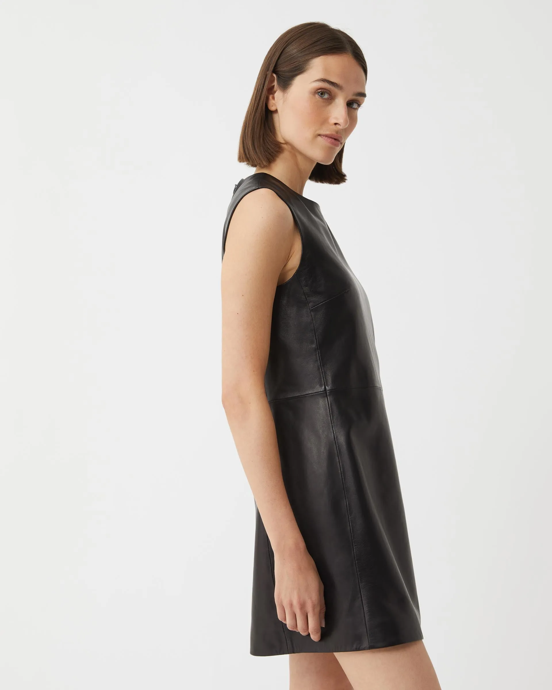 Yara Dress in Nappa Leather, Black