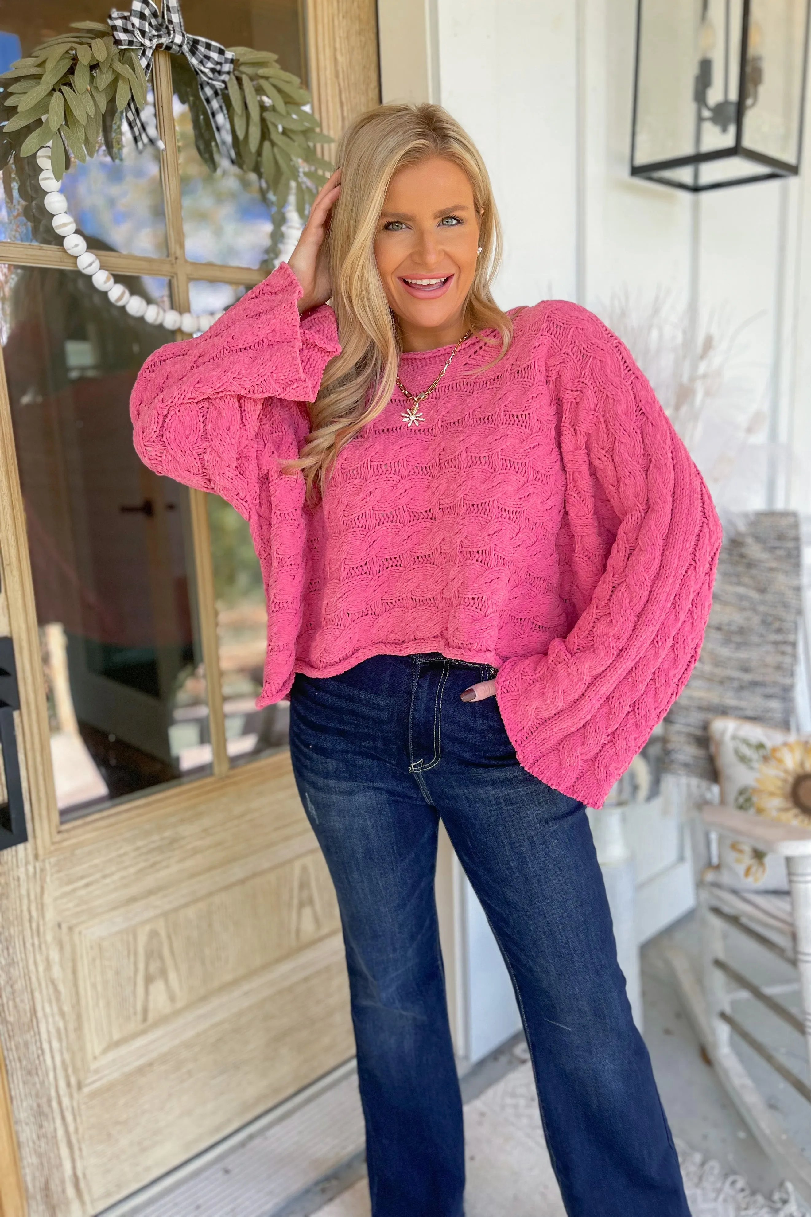 Yvonne Round Neck Full Sleeve Chenille Sweater