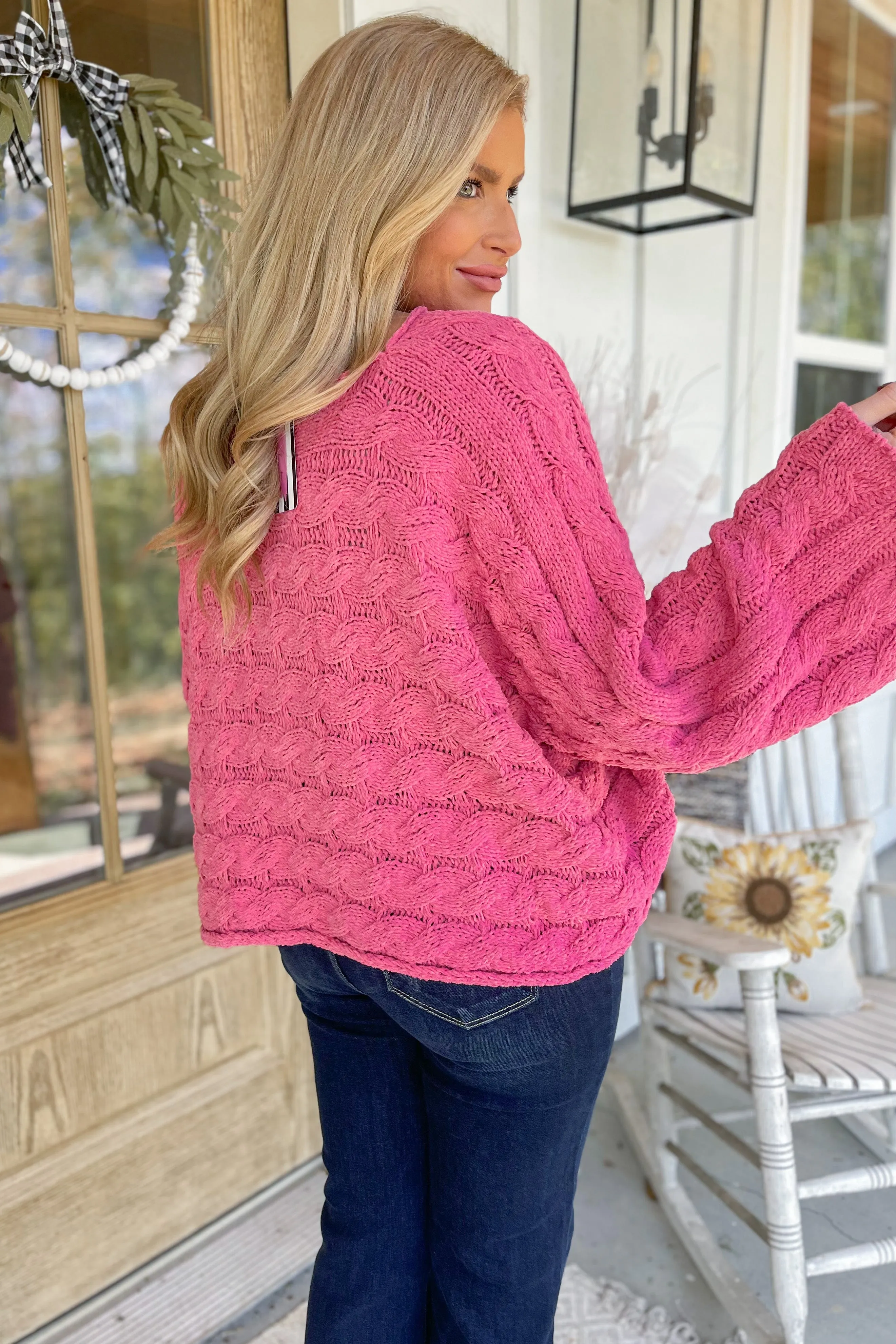 Yvonne Round Neck Full Sleeve Chenille Sweater